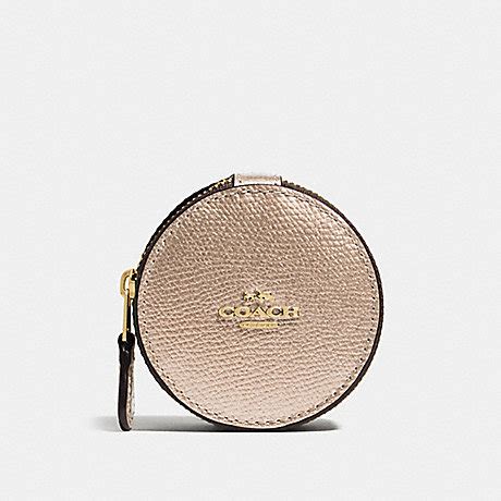 coach black round metallic trinket box|Coach.